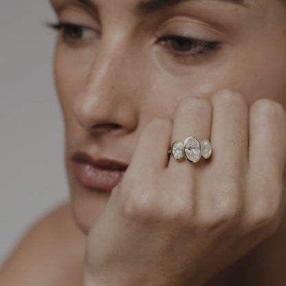 1.5 CT Oval Cut Three Stones Lab Grown Diamond Engagement Ring