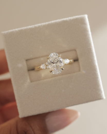 2 CT Oval Cut Cluster Lab Grown Diamond Engagement Ring