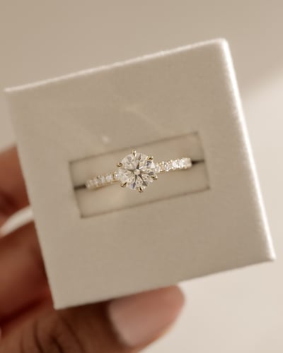 2 CT Round Cut  Pave Styled Lab Grown Diamond Engagement Ring