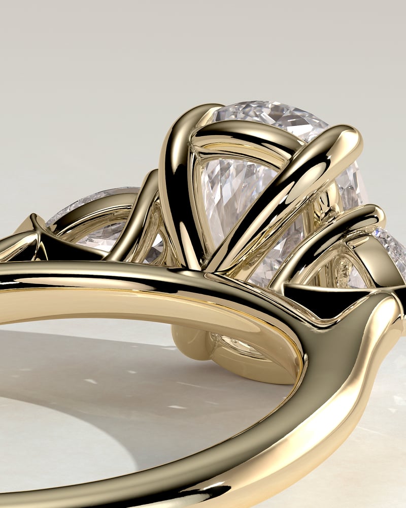 2 CT Elongated Cushion Shaped Three Stone Lab Grown Diamond Engagement Ring