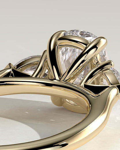 2 CT Elongated Cushion Shaped Three Stone Lab Grown Diamond Engagement Ring