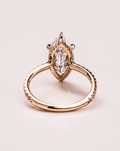 1.98 CT Marquise Lab Grown Diamond Engagement Ring With Hidden Halo/Pave Setting