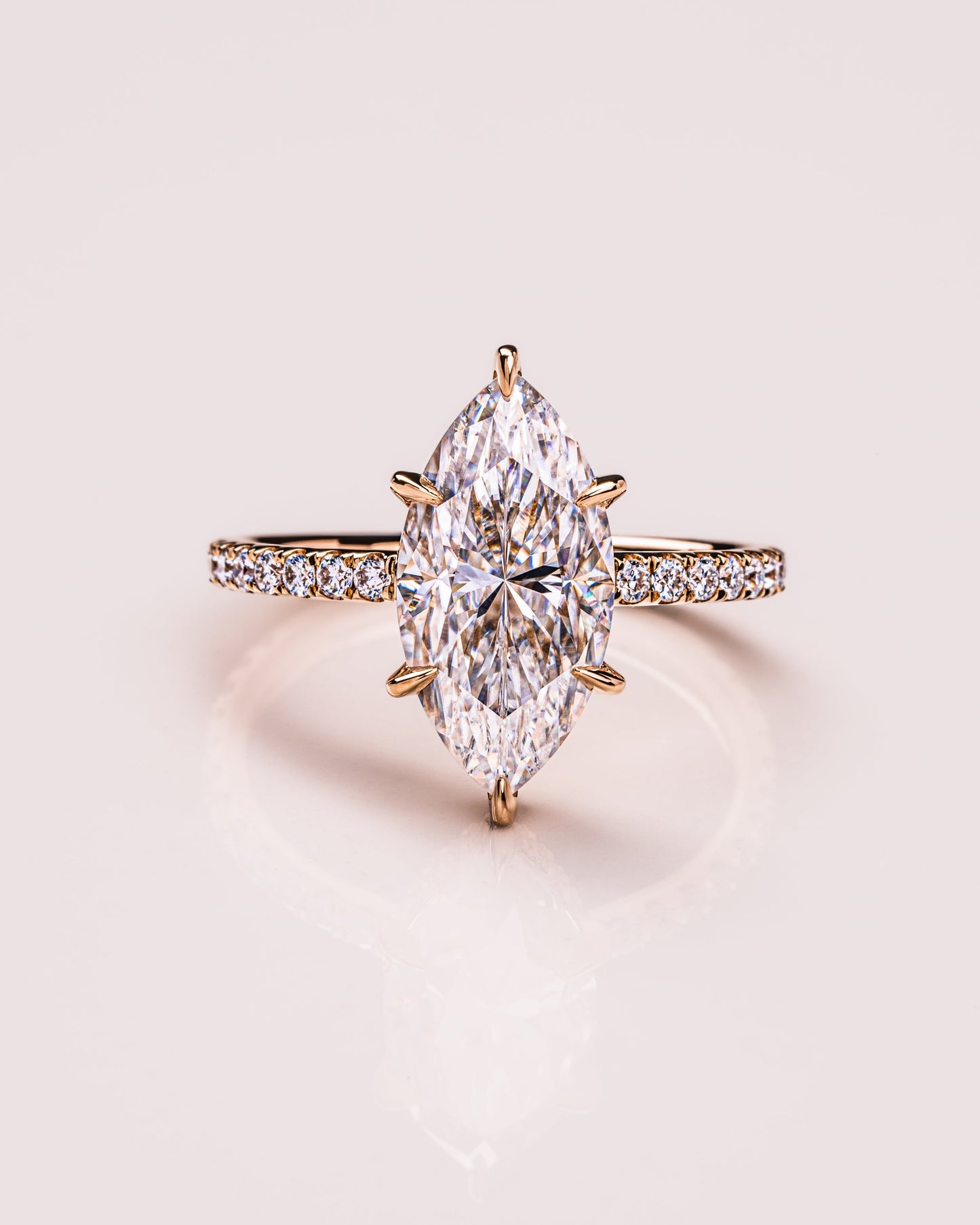 1.98 CT Marquise Lab Grown Diamond Engagement Ring With Hidden Halo/Pave Setting