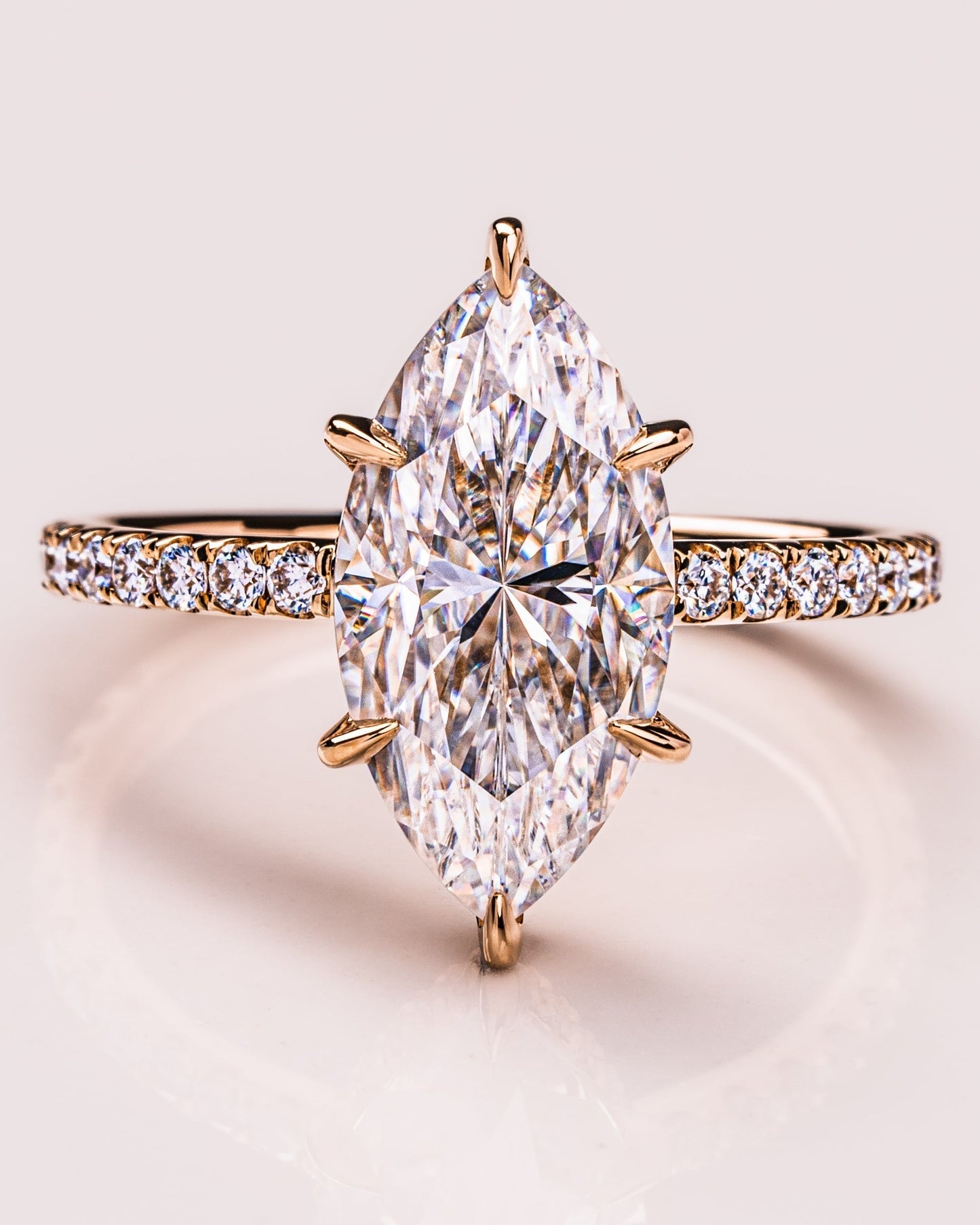 3.09 CT Marquise Cut Lab Grown Diamond Engagement Ring With Hidden Halo Setting