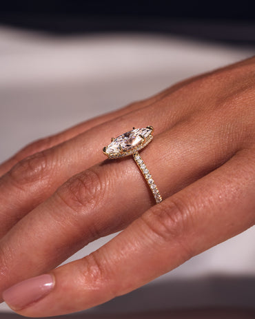 1.98 CT Marquise Lab Grown Diamond Engagement Ring With Hidden Halo/Pave Setting