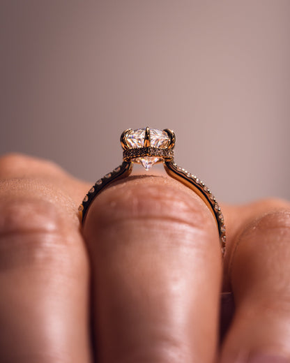 1.98 CT Marquise Lab Grown Diamond Engagement Ring With Hidden Halo/Pave Setting