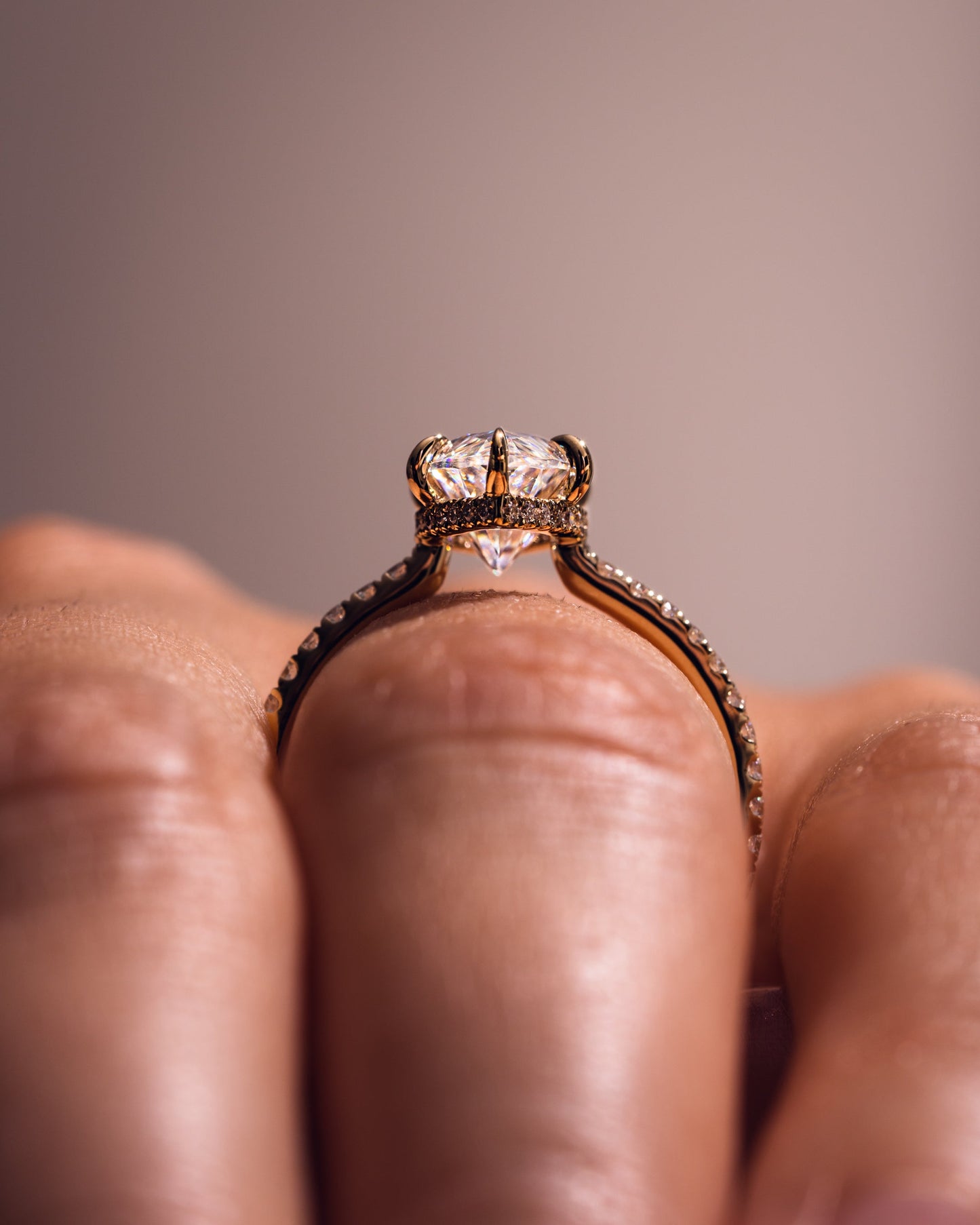 3.09 CT Marquise Cut Lab Grown Diamond Engagement Ring With Hidden Halo Setting