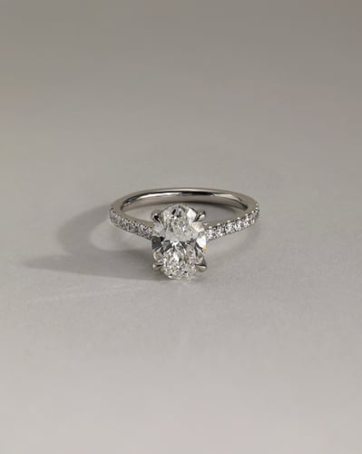 2.0 CT Oval Cut Pave & Cathedral Lab Grown Diamond Engagement Ring