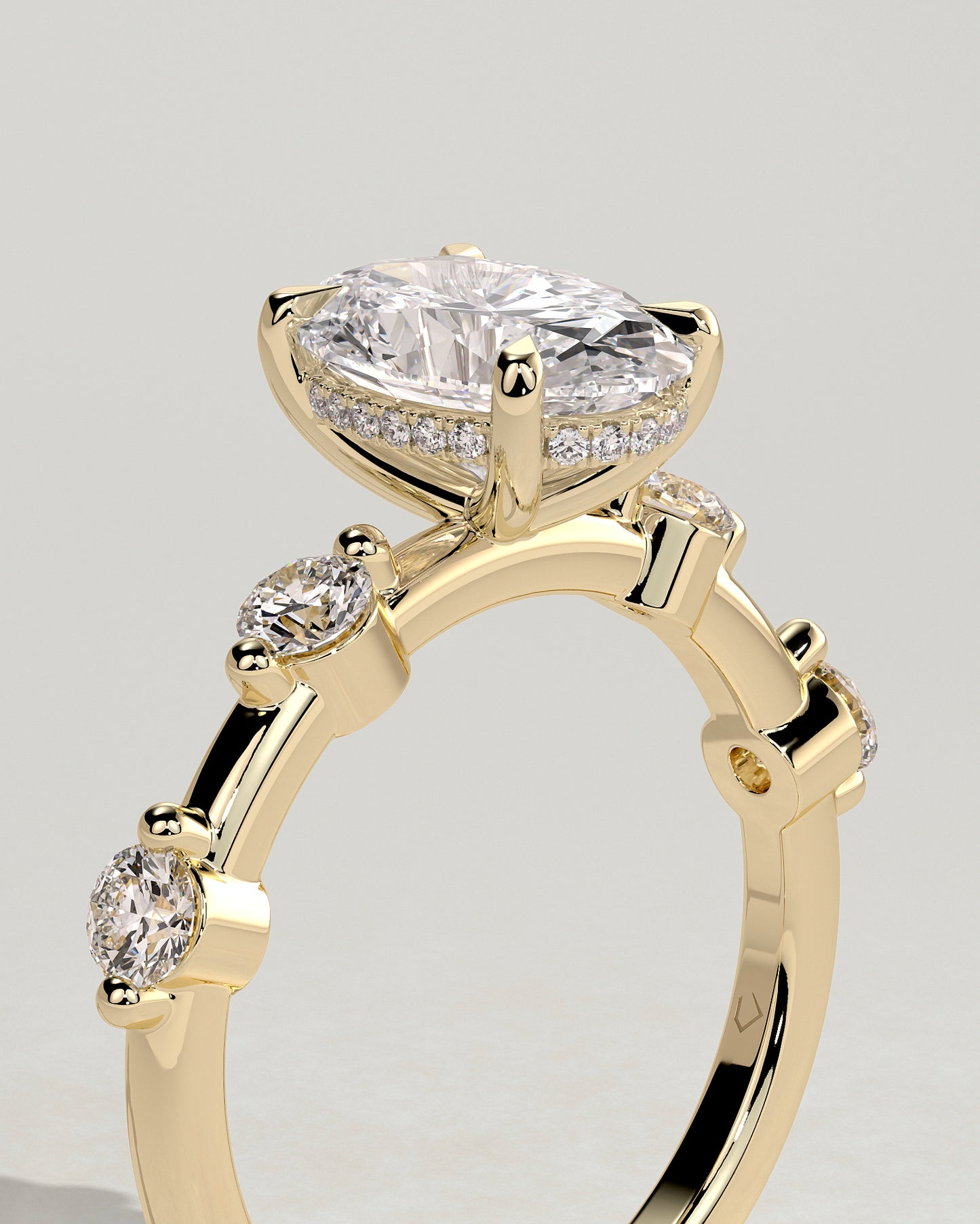 2 CT Oval Cut Pave Styled Dainty Lab Grown Diamond Engagement Ring