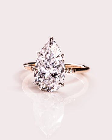 3.09 CT Pear Cut Lab Grown Diamond Engagement Ring With Hidden Halo Setting