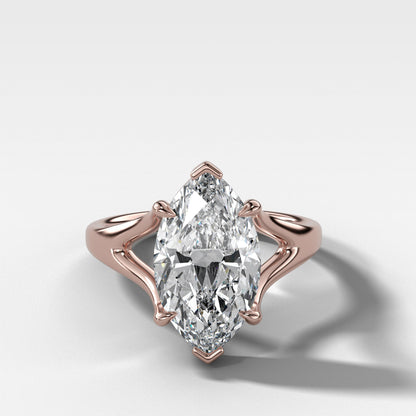 Marquise Shaped Three Stone Lab Grown Diamond Engagement Ring