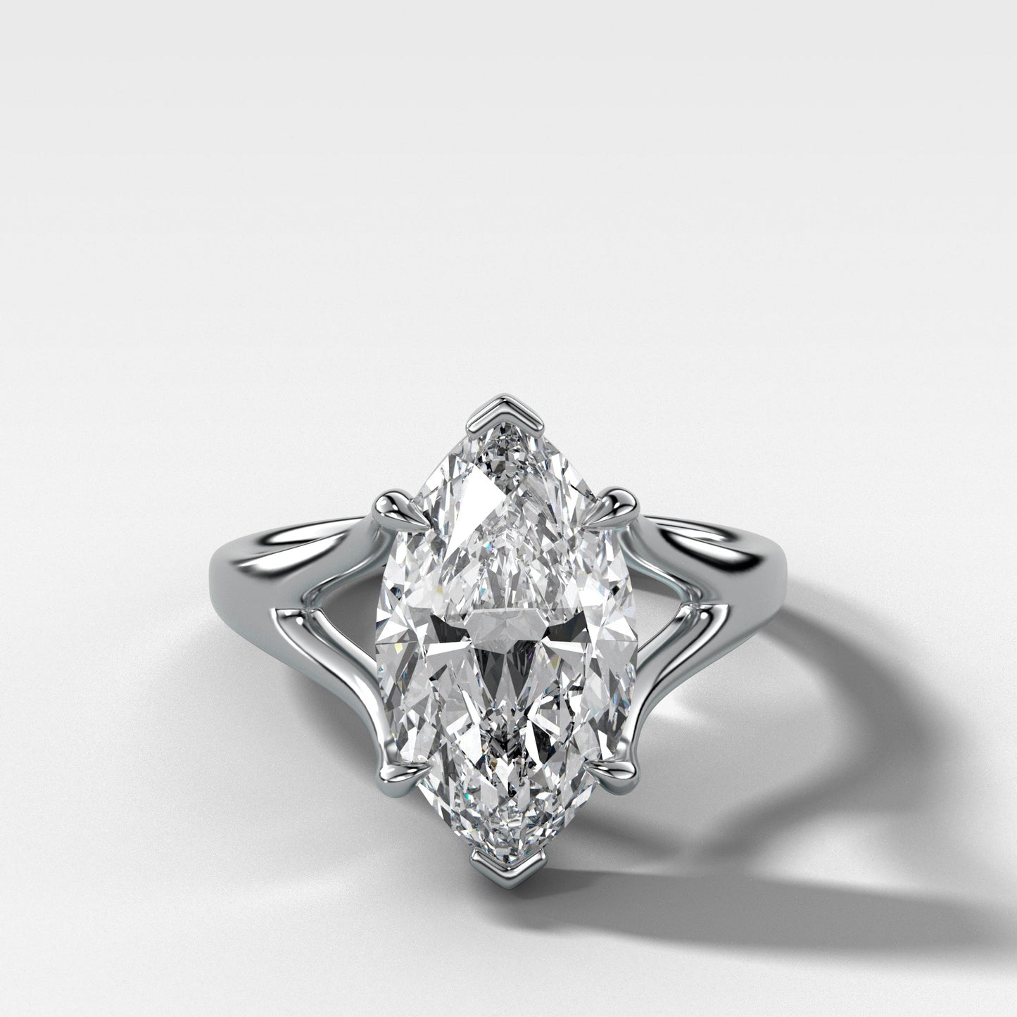 Marquise Shaped Three Stone Lab Grown Diamond Engagement Ring