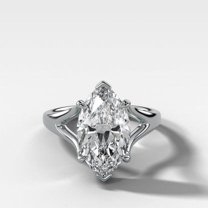 Marquise Shaped Three Stone Lab Grown Diamond Engagement Ring