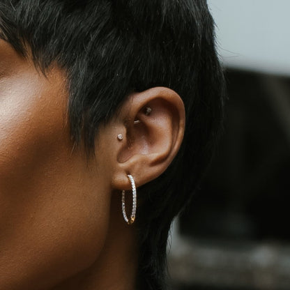 0.55 TCW Round Cut Moissanite Hoops Earrings in Gold 1