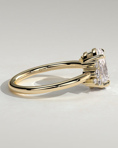 2 CT Oval Cut Cluster Lab Grown Diamond Engagement Ring For Women