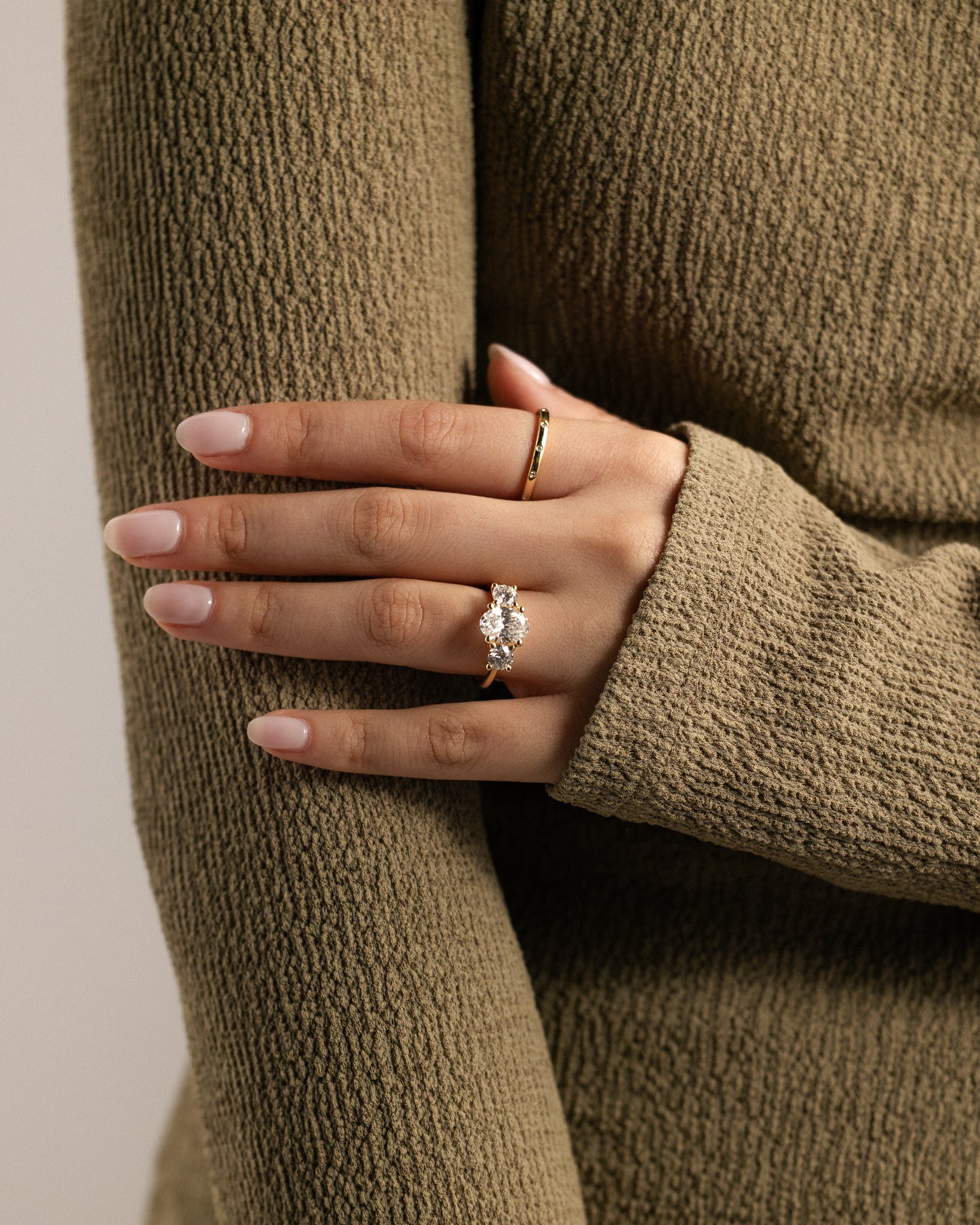 2 CT Oval Cut Three Stone Lab Grown Diamond Engagement Ring