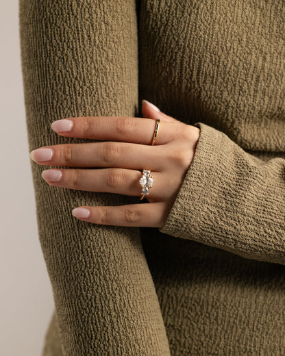 2 CT Oval Cut Three Stone Lab Grown Diamond Engagement Ring