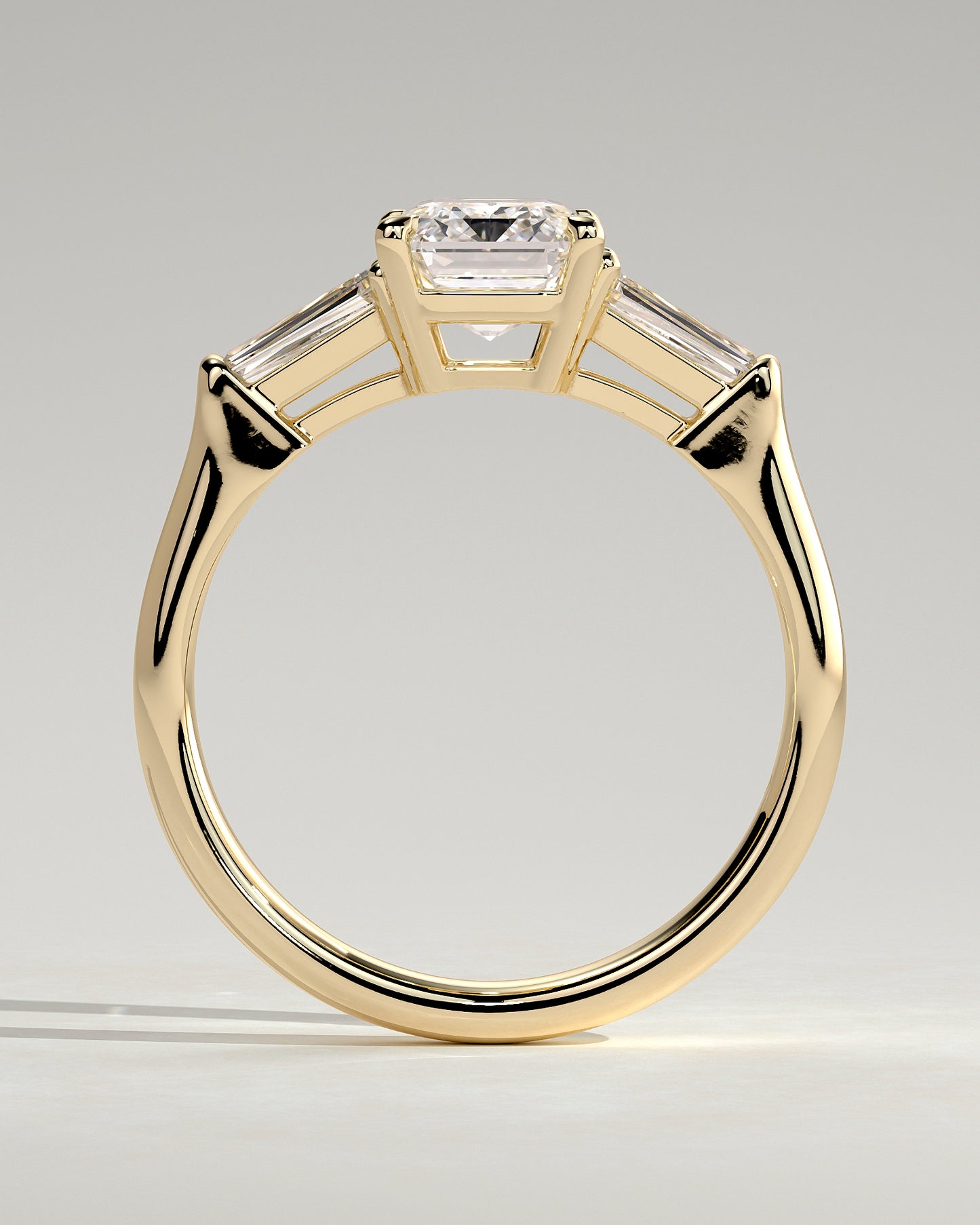 2 CT Emerald Cut Three Stone Lab Grown Diamond Engagement Ring