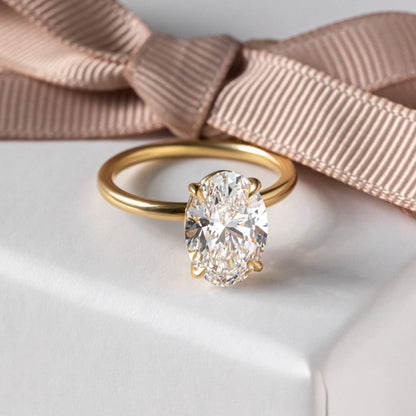 Marquise Shaped Three Stone Lab Grown Diamond Engagement Ring