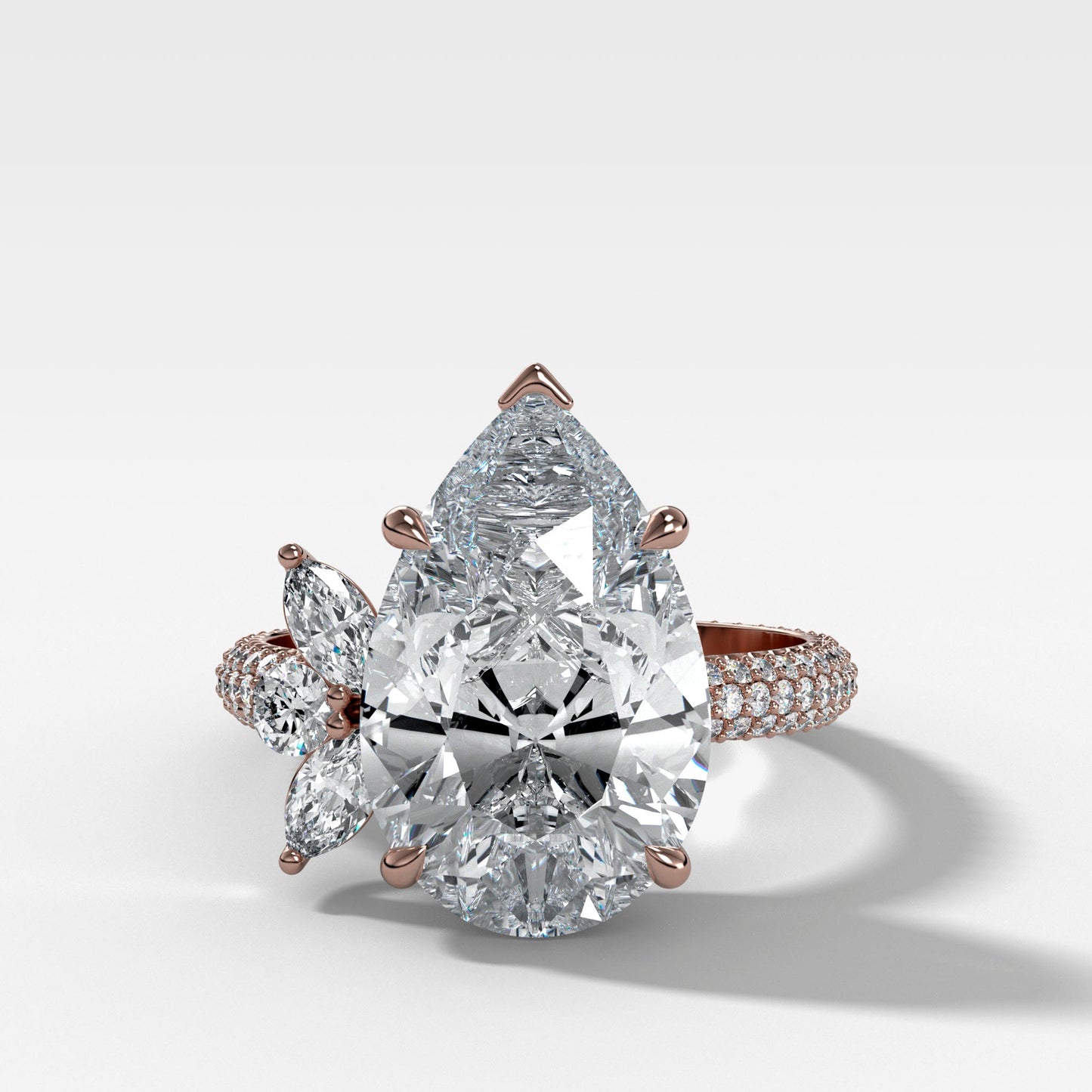 Marquise Shaped Three Stone Lab Grown Diamond Engagement Ring