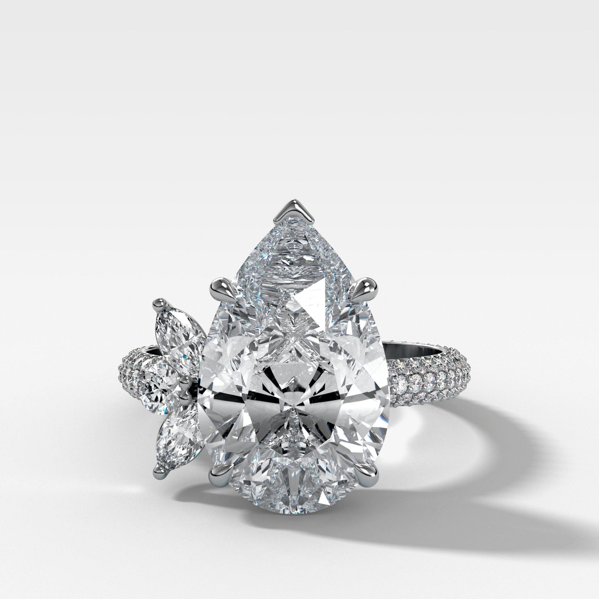 Marquise Shaped Three Stone Lab Grown Diamond Engagement Ring