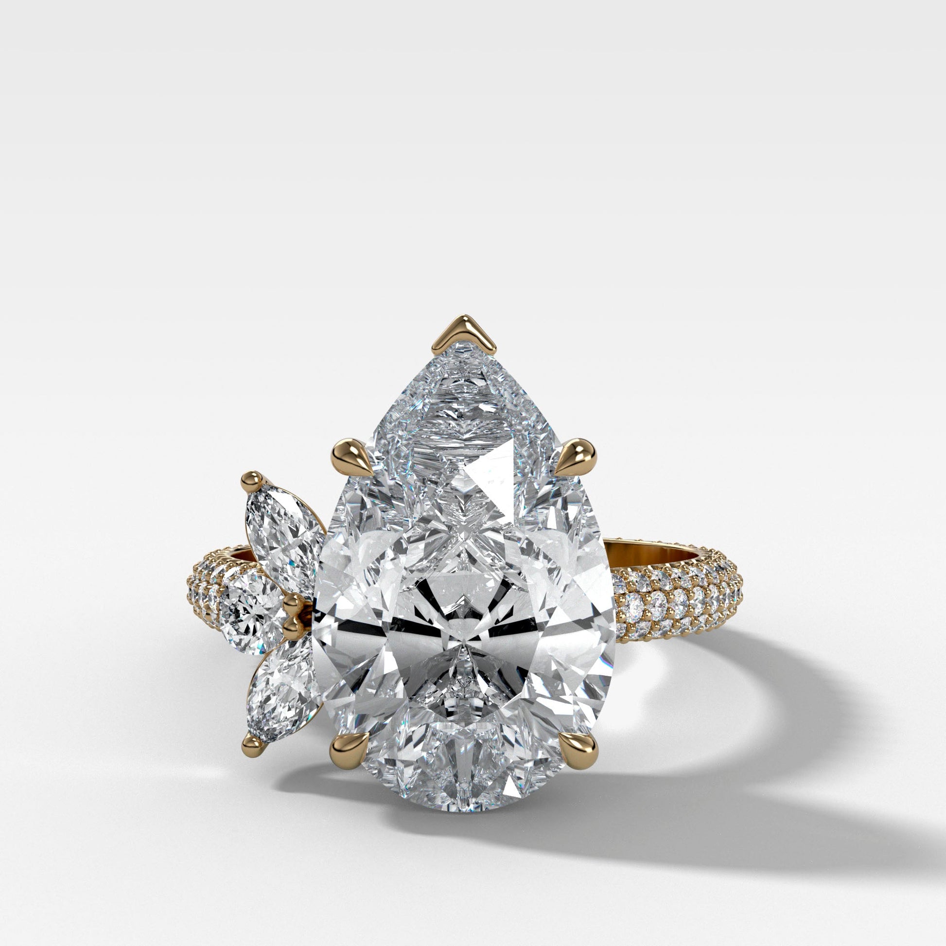 Marquise Shaped Three Stone Lab Grown Diamond Engagement Ring