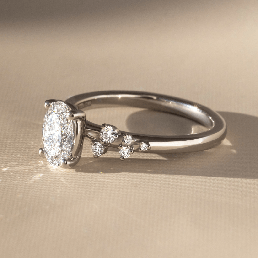 Marquise Shaped Three Stone Lab Grown Diamond Engagement Ring