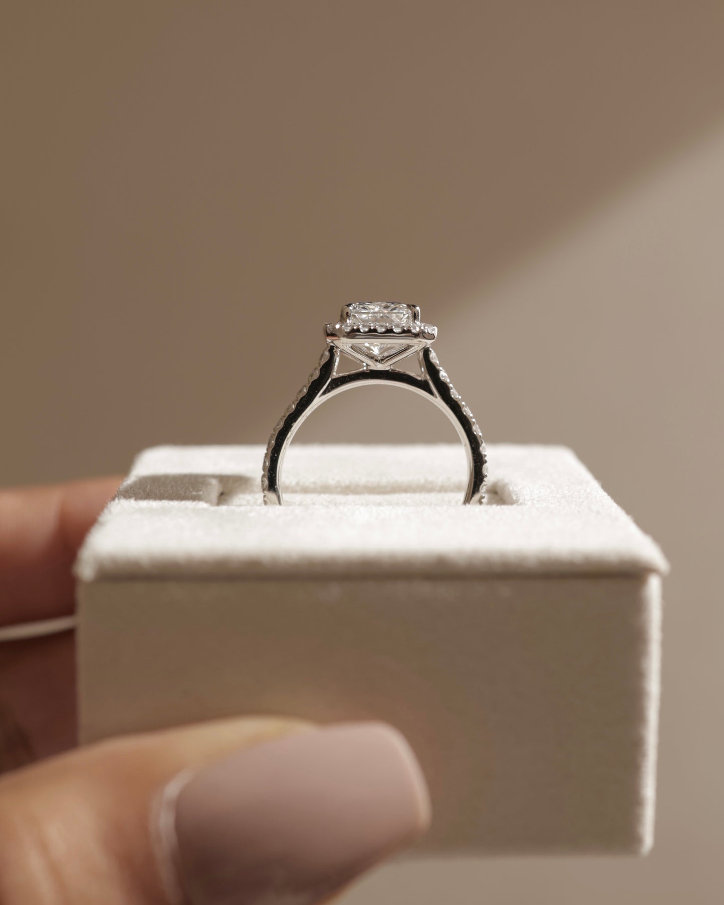 2 CT Radiant Cut Halo and Pave Lab Grown Diamond Engagement Ring