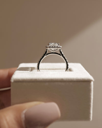 2 CT Radiant Cut Halo and Pave Lab Grown Diamond Engagement Ring