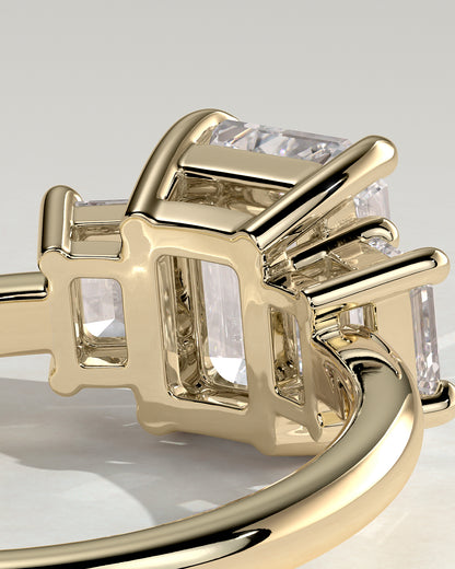 2 CT Emerald Cut Three Stone Lab Grown Diamond Engagement Ring