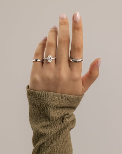 2.0 CT Oval Cut Pave & Cathedral Lab Grown Diamond Engagement Ring