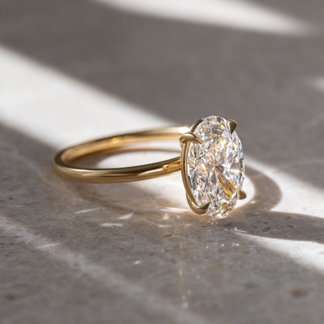 Marquise Shaped Three Stone Lab Grown Diamond Engagement Ring