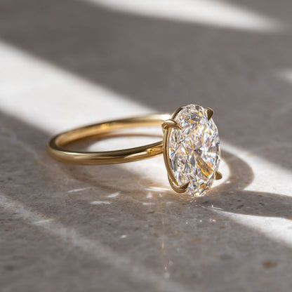 Marquise Shaped Three Stone Lab Grown Diamond Engagement Ring