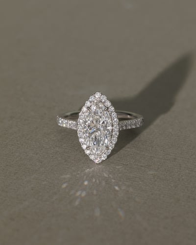 2 CT Marquise Cut Halo and Pave Lab Grown Diamond Engagement Ring