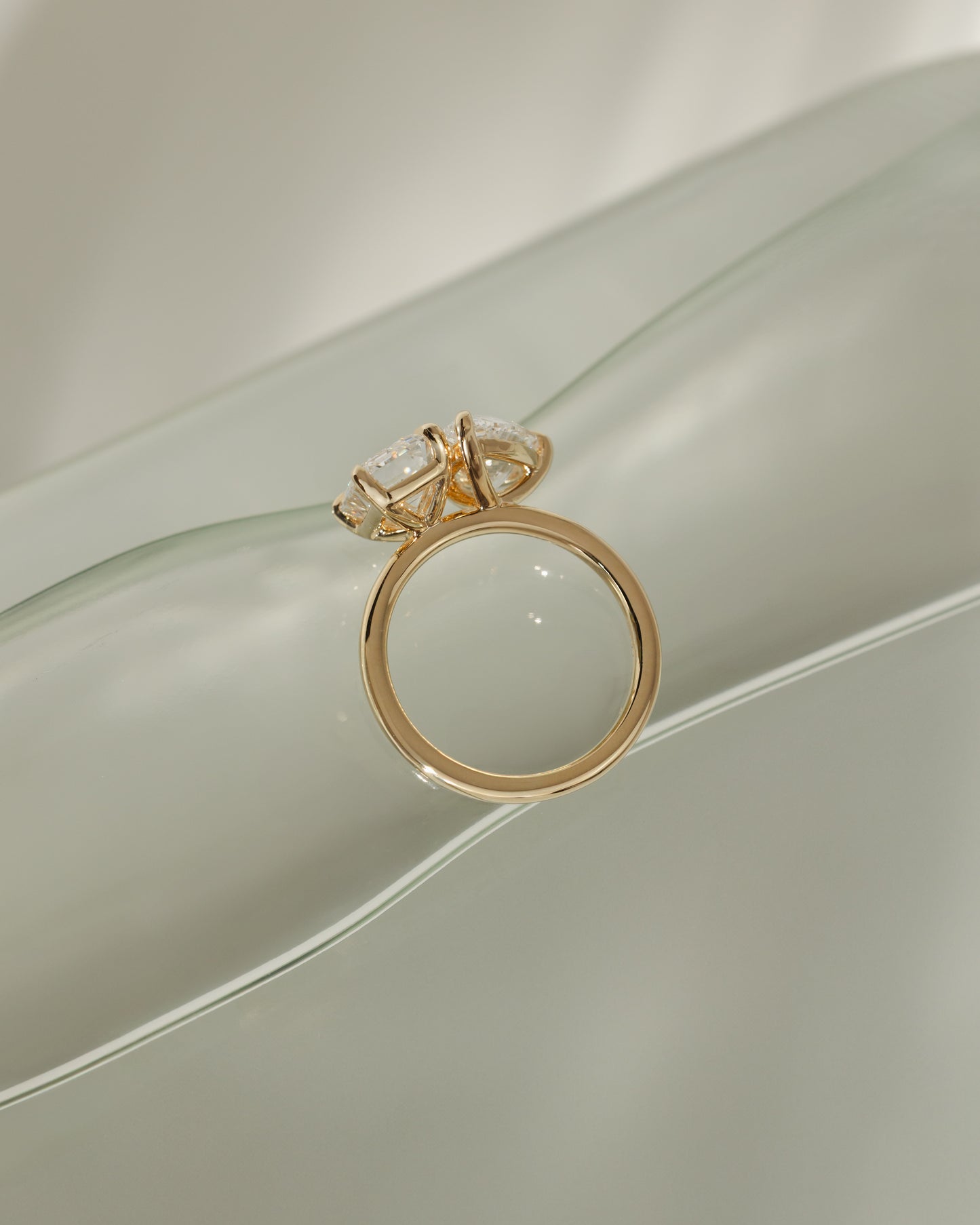 3.3 CT Emerald & Pear Cut Toi Et Moi Lab Grown Diamond Engagement Ring