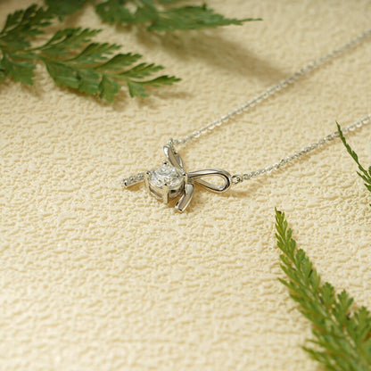 1.0 TCW Round Moissanite Diamond Unique Pendant Necklace in Solid Gold 5