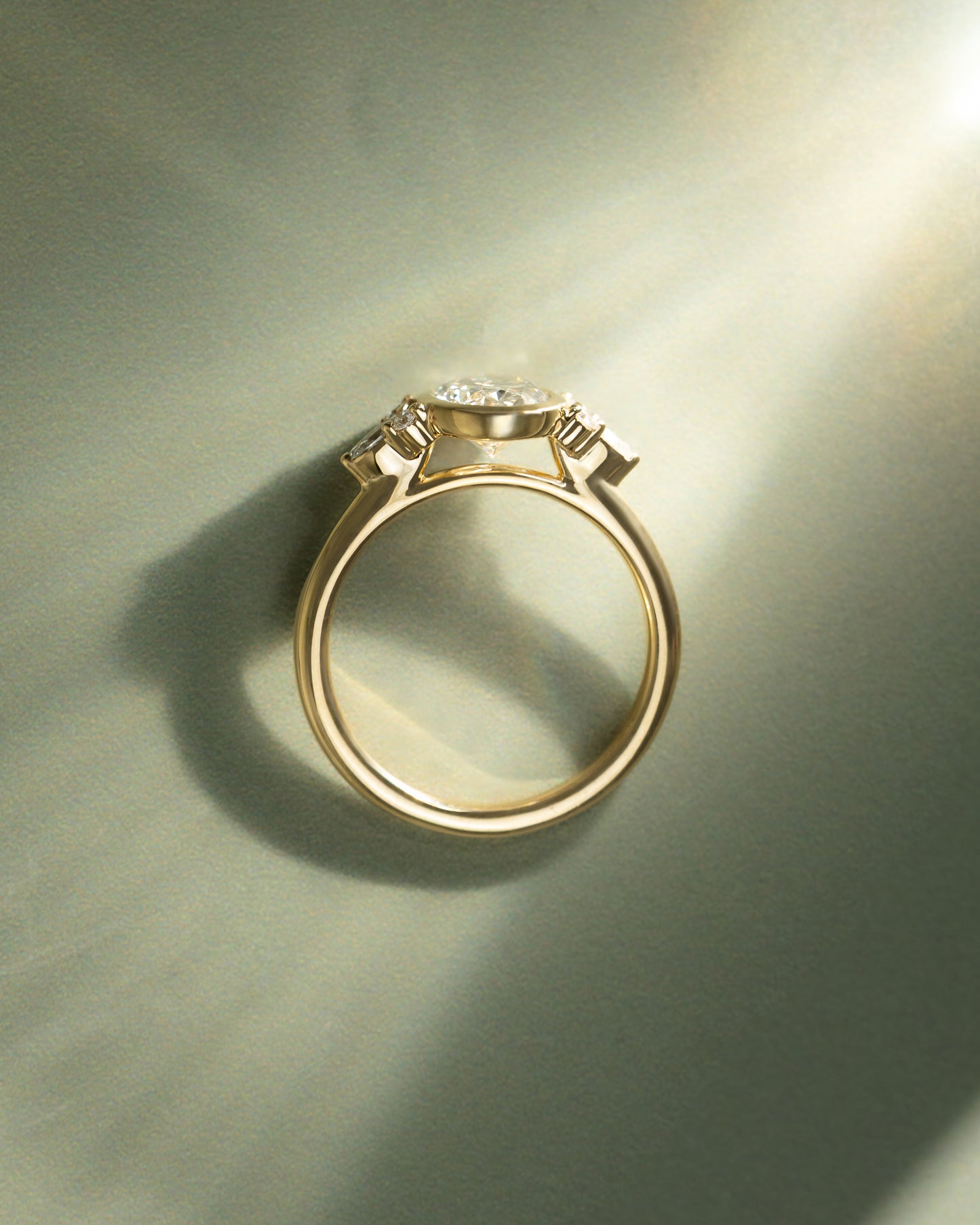 2 CT Oval Cut Cluster & Bezel Lab Grown Diamond Engagement Ring