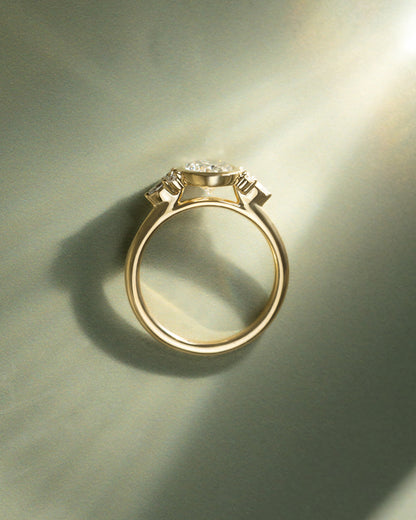 2 CT Oval Cut Cluster & Bezel Lab Grown Diamond Engagement Ring