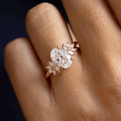 Marquise Shaped Three Stone Lab Grown Diamond Engagement Ring