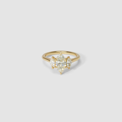 1.5 CT Marquise Cut Three Stones Lab Grown Diamond Engagement Ring