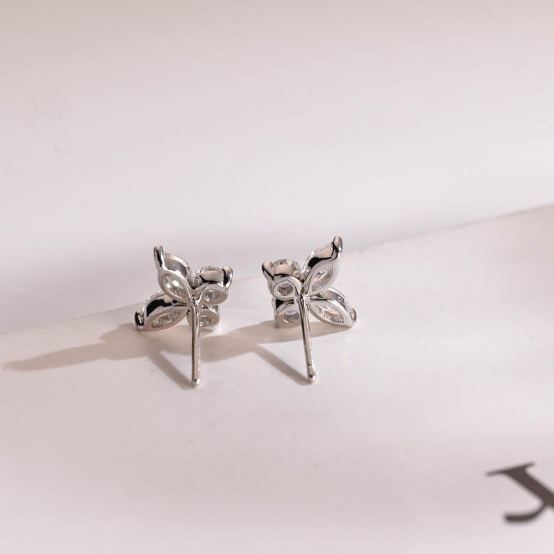 0.20 TCW Round & Marquise Cut Moissanite Stud Earrings in Gold 10