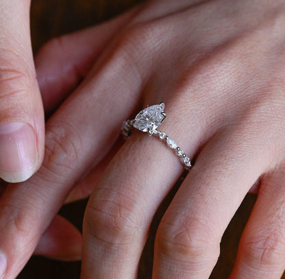 4.0 CT Pear Shaped Moissanite Engagement Ring With Pave Accents 5