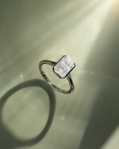 2.0 CT Emerald Cathedral & Bezel Styled Lab Grown Engagement Ring