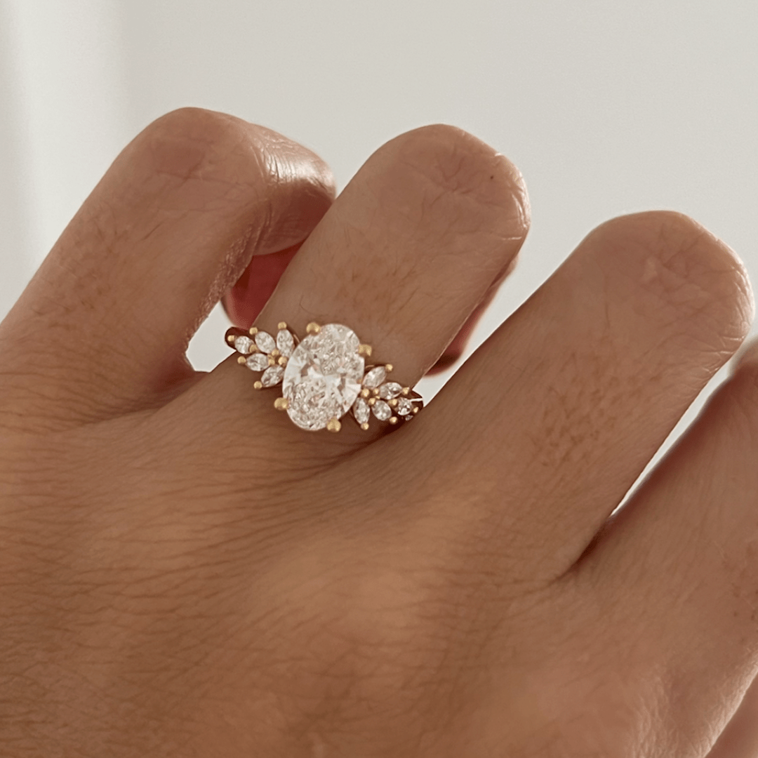 Marquise Shaped Three Stone Lab Grown Diamond Engagement Ring