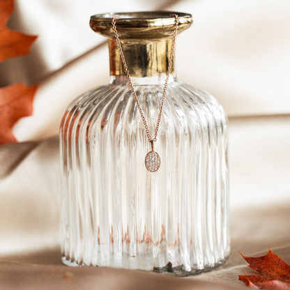 0.20 CT Round Moissanite Diamond Oval Pendant Necklace in Solid Gold 2