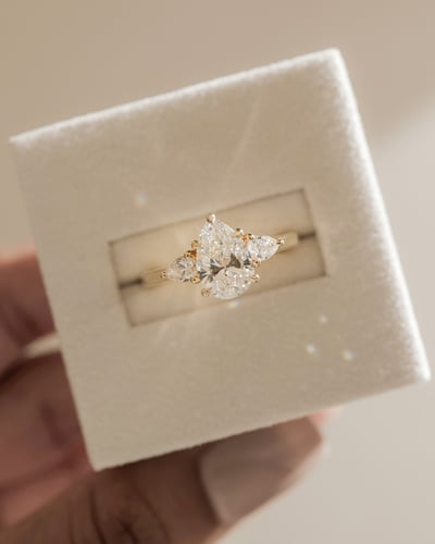 2.0 CT Pear Cut Three Stones Lab Grown Diamond Engagement Ring