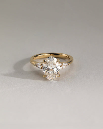 2 CT Oval Cut Cluster Lab Grown Diamond Engagement Ring