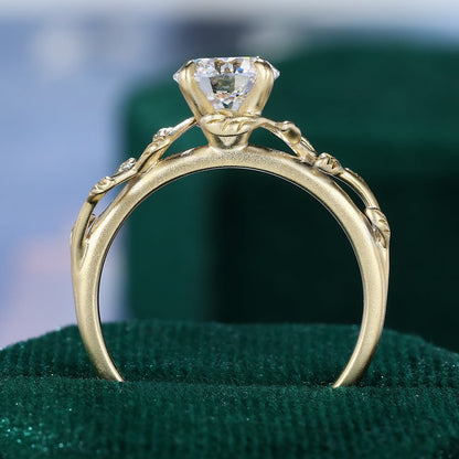 1 CT Round Cut Natured Inspired Lab Grown Diamond Engagement Ring