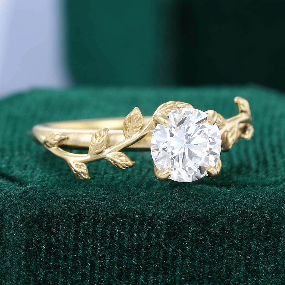 1 CT Round Cut Natured Inspired Lab Grown Diamond Engagement Ring