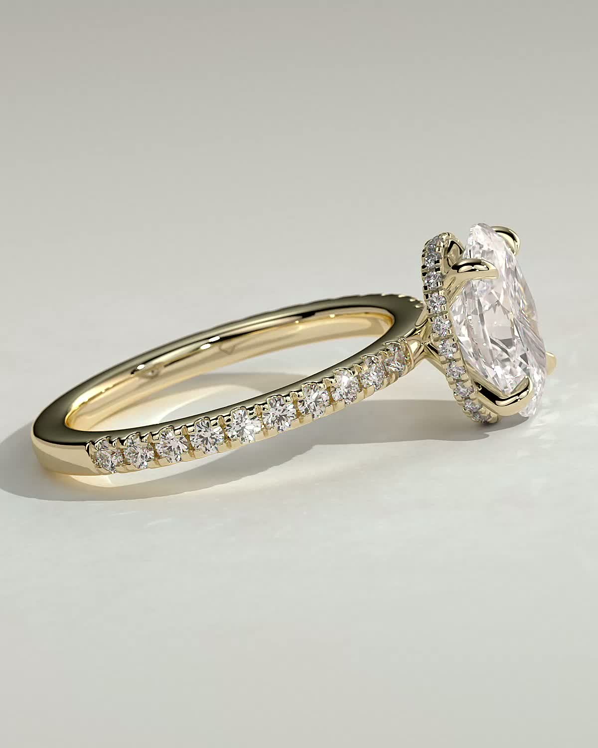 Round Halo, Pave & Split Shank Engagement Ring – 1.93 CT Lab Grown Diamond